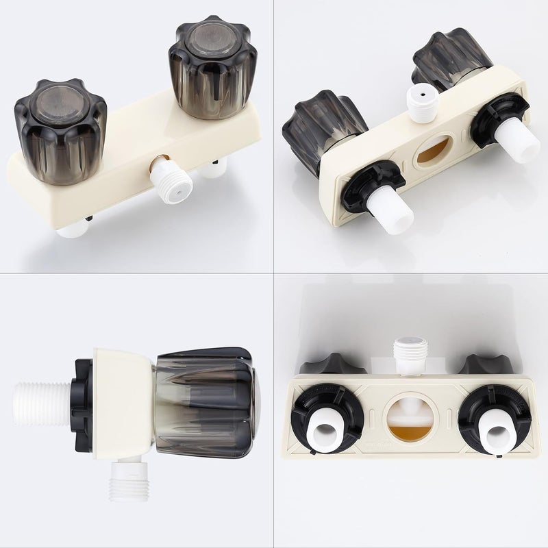 LavishStream RV Shower Faucet, 4" Shower Valve Diverter with Dual Acrylic Control Knobs, Leak-Proof Design for RV Camper Van Travel Trailer Bathroom (Indoor/Outdoor Use), Milk White&Black - Image 5